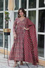 Ajrakkh Cotton Flared Anarkali Suit