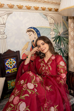 Red Mul Chanderi Embroidered Suit Set With Cotton Lining