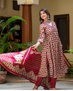 A-line Alia Cut Embroidered Cotton Suits