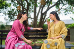 Faded Yellow Mul Chanderi Kurta Set