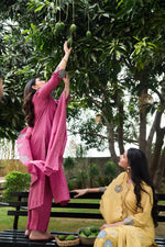 Faded Yellow Mul Chanderi Kurta Set