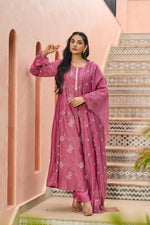 Pink Mul Chanderi Hand Design Embroidered Kurta Set
