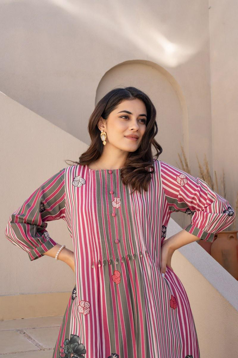 Multi Colored Cotton Printed Kurta Pant Set