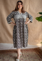 Floral Cotton Block Printed Maxi Dress