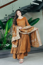Copper Orange Heavy Gown (Set Of 3)