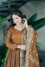 Copper Orange Heavy Gown (Set Of 3)