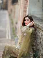 Henna French Silk Embroidered Sharara Suit