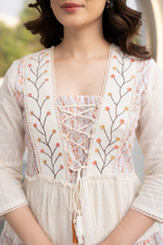 White Cotton Flowy Kurta With Pant