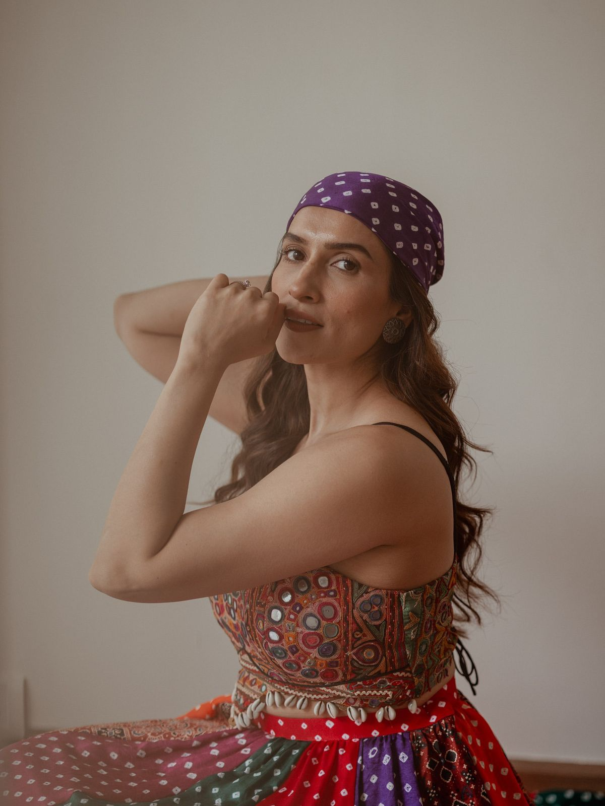 Multi- colour Multi-panel Bandhani Skirt & Choli Set - Alia Bhatt Inspired