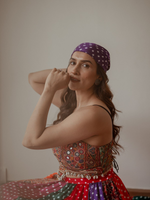 Multi- colour Multi-panel Bandhani Skirt & Choli Set - Alia Bhatt Inspired
