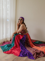 Multi- colour Multi-panel Bandhani Skirt & Choli Set - Alia Bhatt Inspired