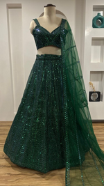 Sparkling Green Net Lehenga