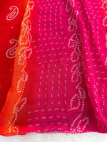 Ombre Pink & Orange Bandhej Anarkali Suit