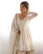 Off White Mul Chanderi Sharara Suit Set