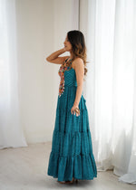 Peacock Blue Bandhnai Gown