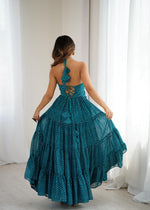 Peacock Blue Bandhnai Gown
