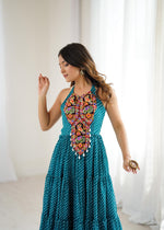 Peacock Blue Bandhnai Gown