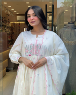 White Mul Cotton Delicate Embroidered Suit Set