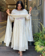 White Mul Cotton Delicate Embroidered Suit Set