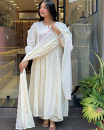 White Mul Cotton Delicate Embroidered Suit Set