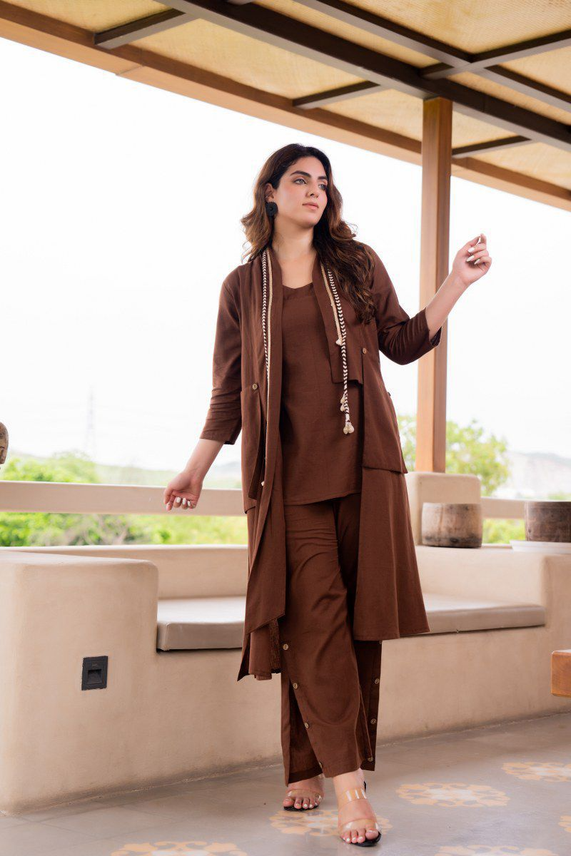 Dark Brown Classic Cotton Co-Ord Set