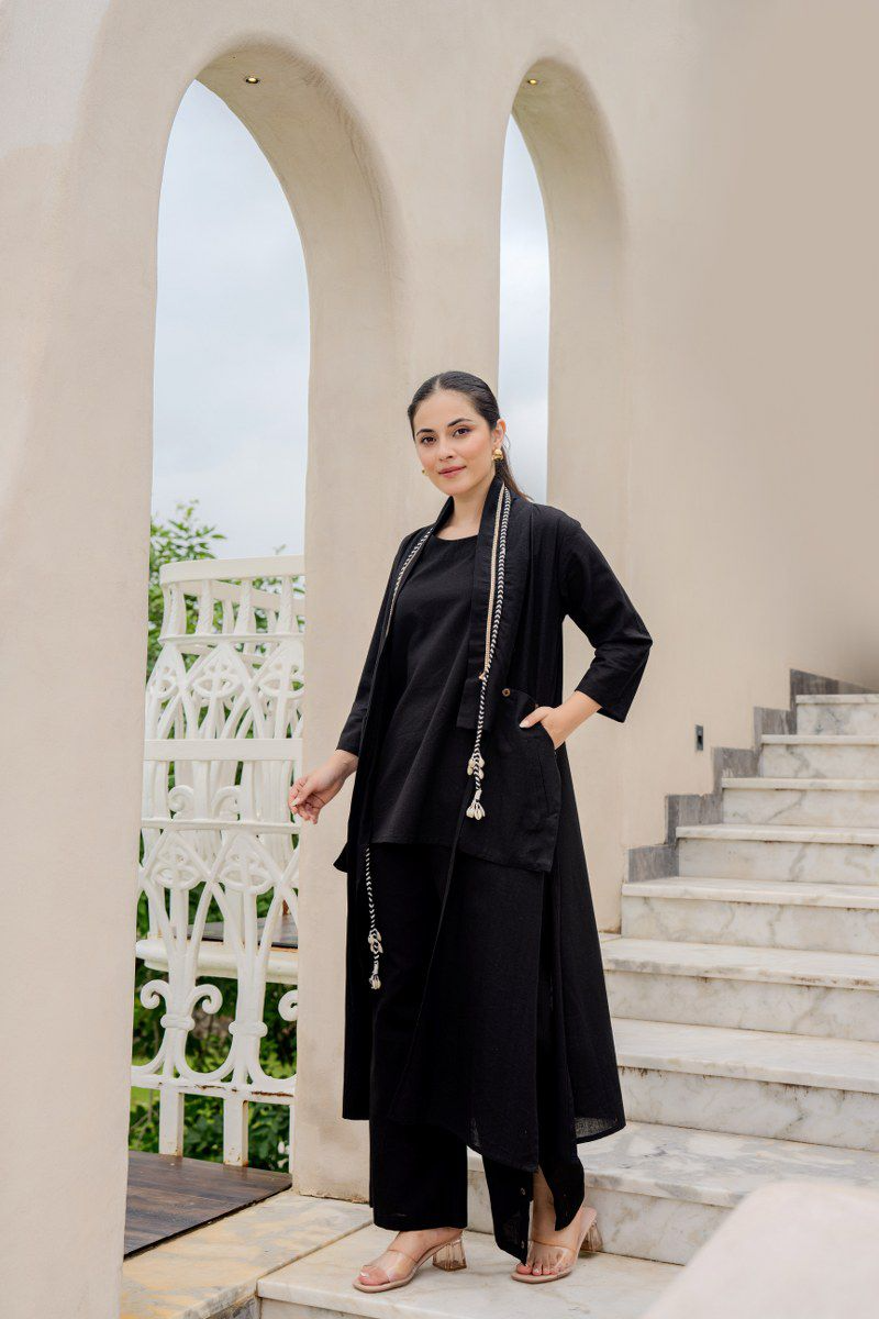 All Black Classic Cotton Co-Ord Set