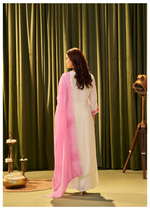 Pink Floral Applique Work Crepe Kurta Suit Set