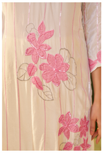 Pink Floral Applique Work Crepe Kurta Suit Set