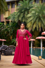 Gulnar Beads & Sequence Embroidered Festive Gown With Belt