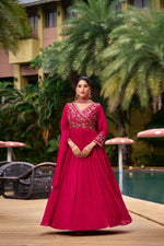 Gulnar Beads & Sequence Embroidered Festive Gown With Belt