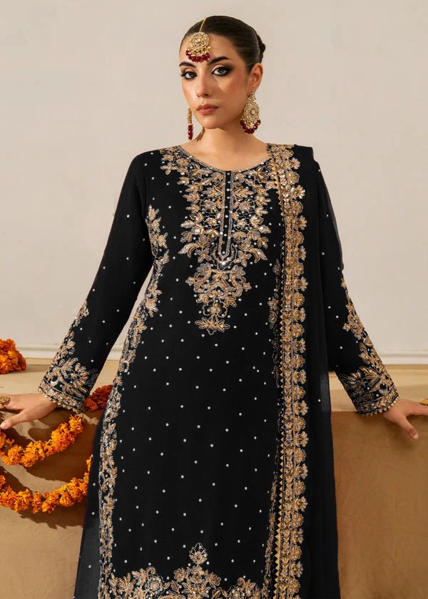 Black Georgette Festive Sharara Suit Set