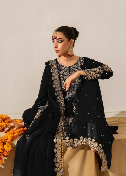 Black Georgette Festive Sharara Suit Set