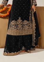 Black Georgette Festive Sharara Suit Set