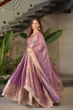 Purple Silk Embroiderd Embroidered Gown