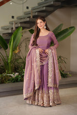 Purple Silk Embroiderd Embroidered Gown