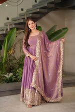Purple Silk Embroiderd Embroidered Gown