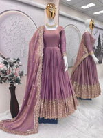 Purple Silk Embroiderd Embroidered Gown