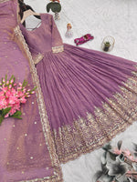 Purple Silk Embroiderd Embroidered Gown