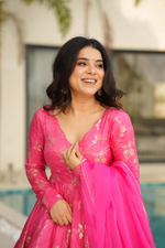 Rani Pink Banarsi Silk Sharara Suit Set