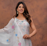 Muslin Digital Foil Printed Thread & Dabka Moti Work Kurti Pant Wiith Dupatta