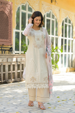 Pastel Yellow Cotton Embroidered Kurta Suit