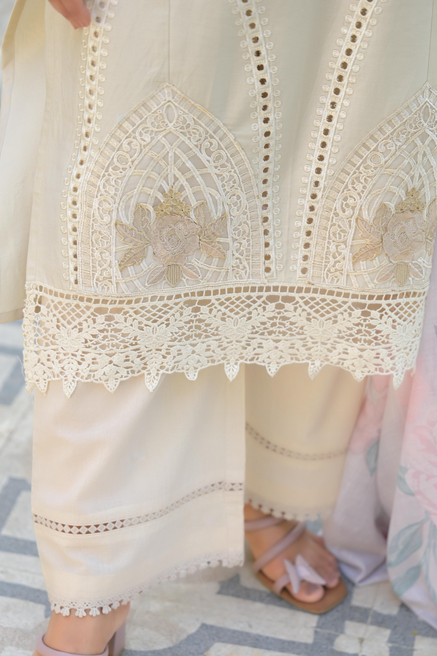 Pastel Yellow Cotton Embroidered Kurta Suit