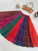 Multi- colour Multi-panel Bandhani Skirt & Choli Set - Alia Bhatt Inspired