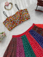 Multi- colour Multi-panel Bandhani Skirt & Choli Set - Alia Bhatt Inspired