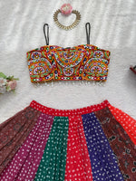 Multi- colour Multi-panel Bandhani Skirt & Choli Set - Alia Bhatt Inspired