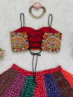 Multi- colour Multi-panel Bandhani Skirt & Choli Set - Alia Bhatt Inspired