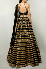 Gold and Black  Kasturi Silk Work Party Wear Lehenga