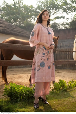 Cotton Brush Paint Straight Kurti Pant Set