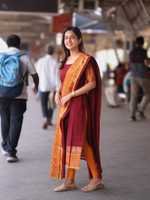 Maroon & Mustard Orange Kanchi Cotton Kurta Set