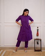 Cotton Slub Monochrome Kurta Pant Set